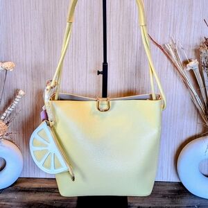 Lemontinee Yellow Bucket Purse With Removable Lemon Coin Purse.